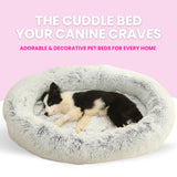 Calming Faux Fur Dog Bed with Memory Foam Bolster