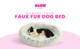 Calming Faux Fur Dog Bed with Memory Foam Bolster