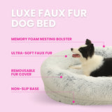 Calming Faux Fur Dog Bed with Memory Foam Bolster