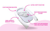 Calming Faux Fur Dog Bed with Memory Foam Bolster