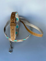 Dog Leash Turquoise and Rawhide