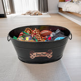 Dog Toy Bin Indestructible - Metallic "Dog Toys" Bone - Black Medium | BREKX