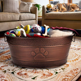 Dog Toy Bin Indestructible - Embossed Paw Print - Copper Large | BREKX