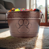 Dog Toy Bin Indestructible - Embossed Paw Print - Copper Round Medium | BREKX