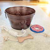 Dog Toy Bin with Toys Combo Gift Set for Aggressive Chewers - Copper Round Medium | BREKX Home + Party