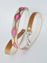 Dog Leash Pink and Rawhide