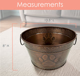 Dog Toy Bin Indestructible - Embossed Paw Print - Copper Round Medium | BREKX