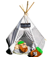 Grey and White Striped Pet Teepee