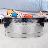Dog Toy Bin Indestructible - Metallic "Dog Toys" Bone - Stainless Steel Large | BREKX