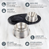 Dog Bowls with Non-slip Food Mat Rubber & Stainless Steel | BREKX
