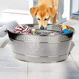Dog Toy Bin Indestructible - Metallic "Dog Toys" Bone - Stainless Steel Large | BREKX