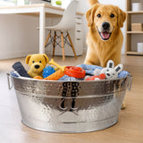 Dog Toy Bin Indestructible - Metallic "Dog Toys" Bone - Stainless Steel Large | BREKX