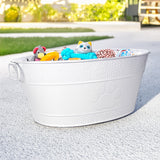 Dog Toy Bin Indestructible - Embossed Paw Print - White Medium | BREKX