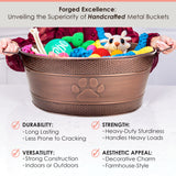 Dog Toy Bin Indestructible - Embossed Paw Print - Copper Large | BREKX