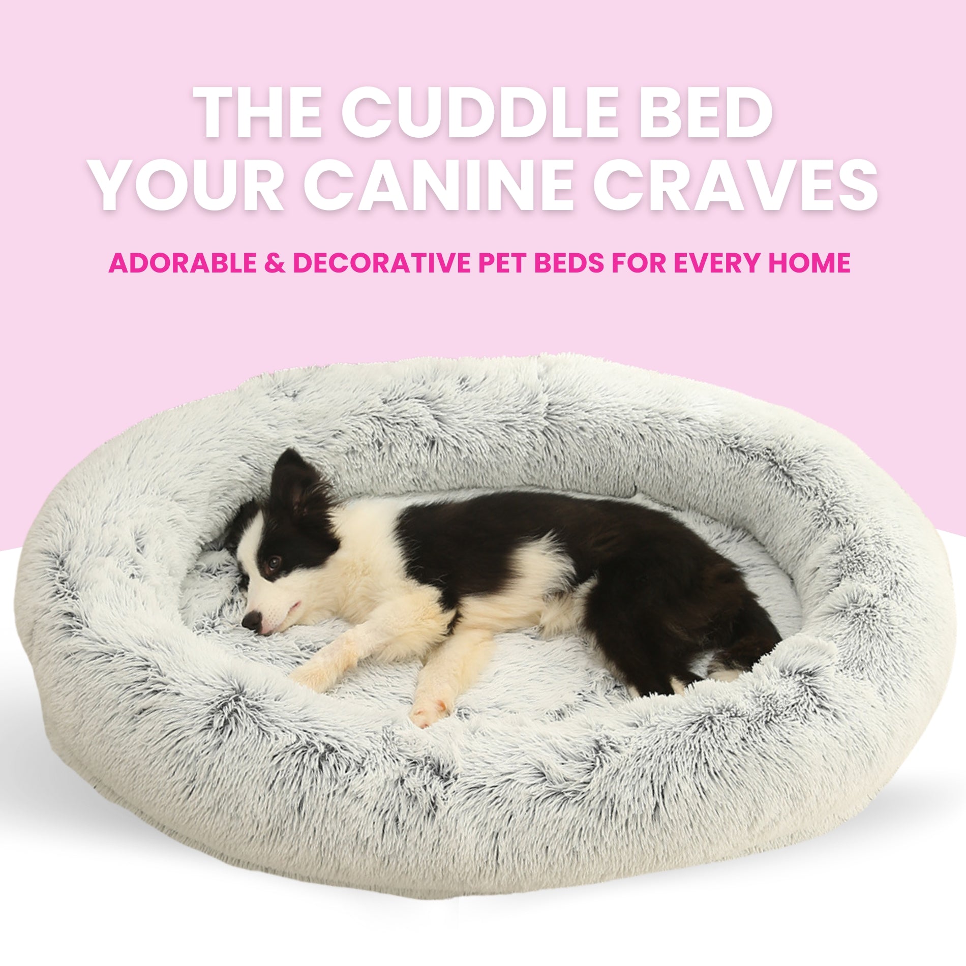 Calming Faux Fur Dog Bed with Memory Foam Bolster