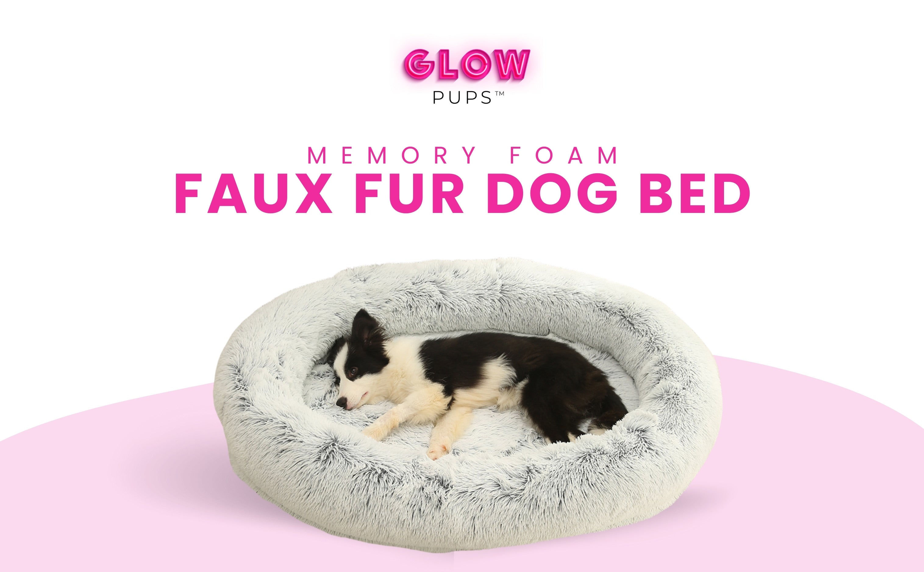 Calming Faux Fur Dog Bed with Memory Foam Bolster