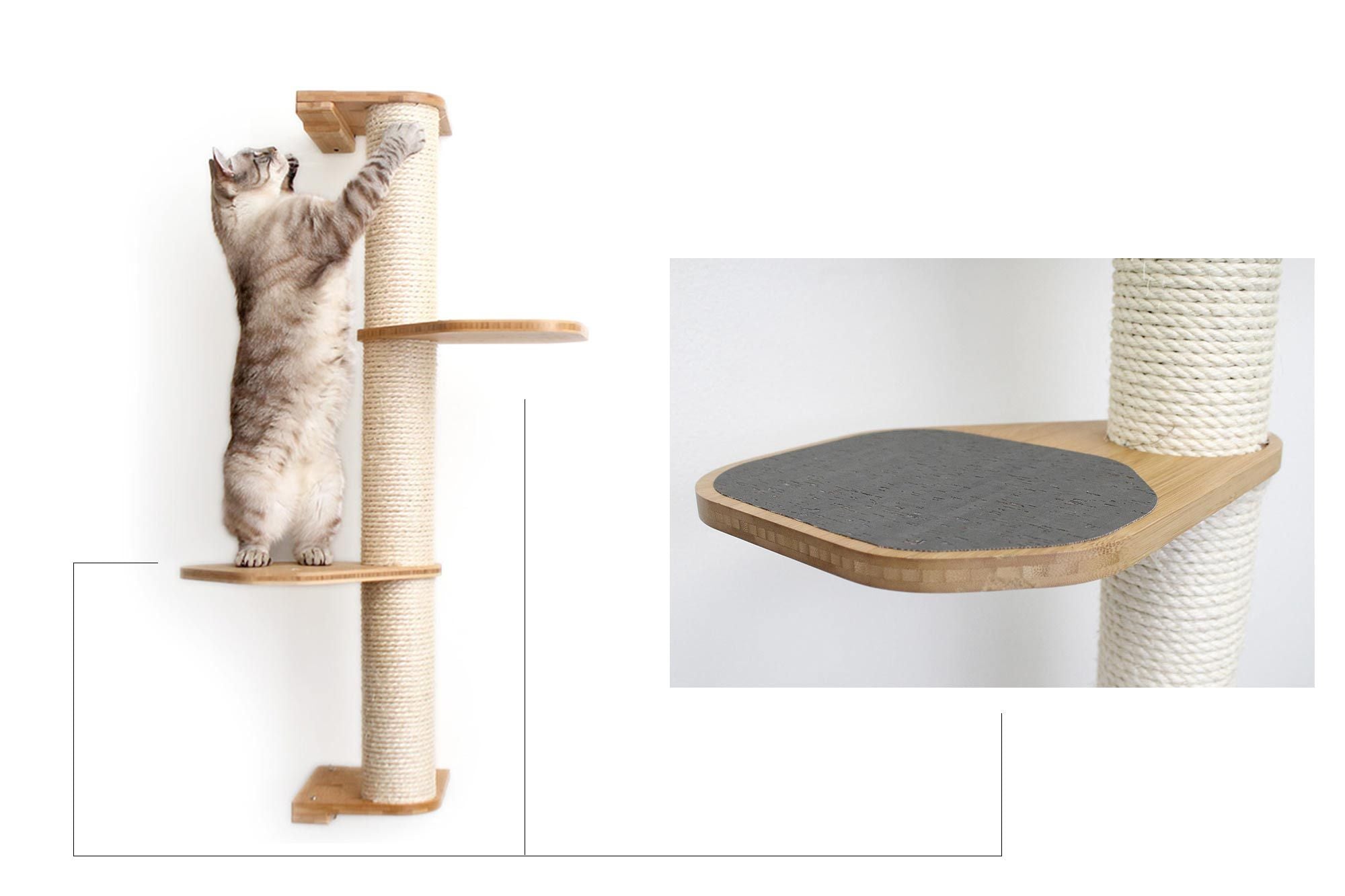Wall Mounted Cat Climbing Pole - Sisal by Catastrophic Creations