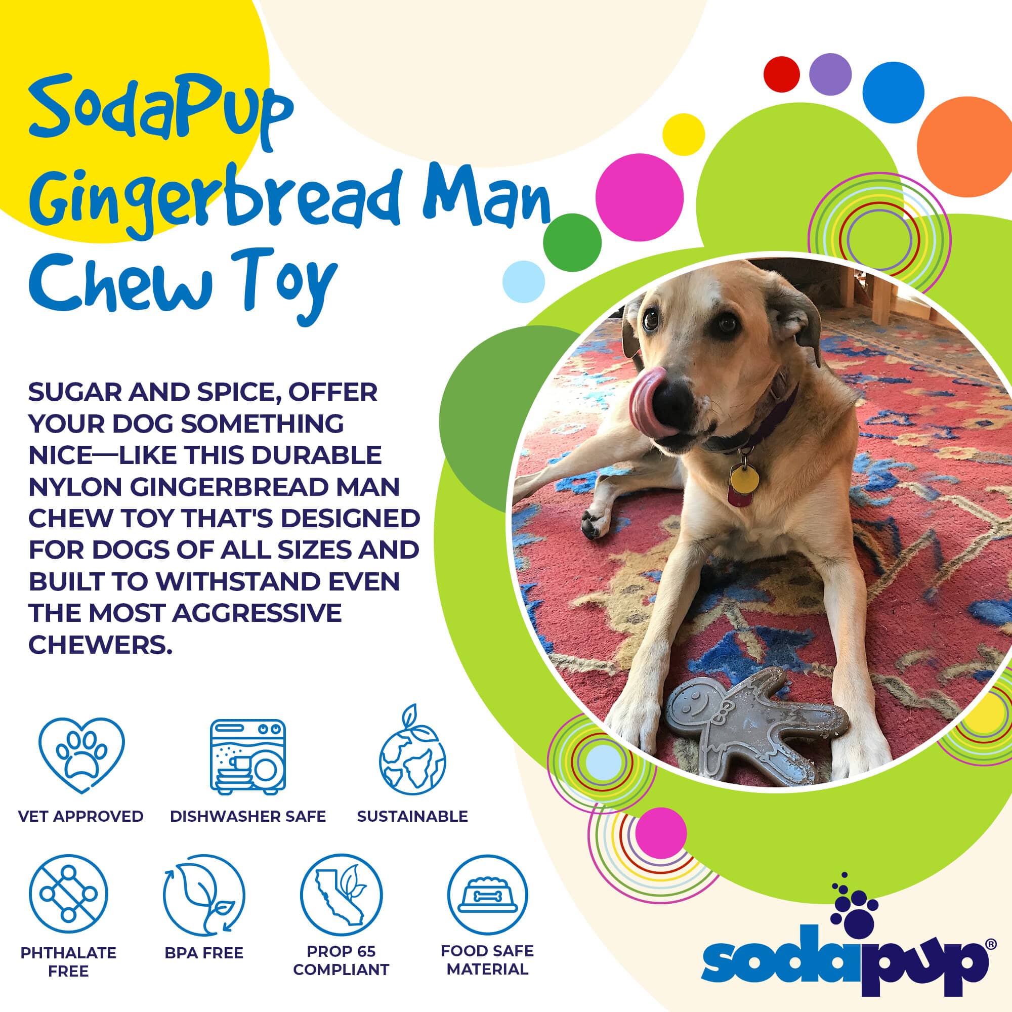 Gingerbread Man Nylon Dog Chew Toy | USA Made | SodaPup