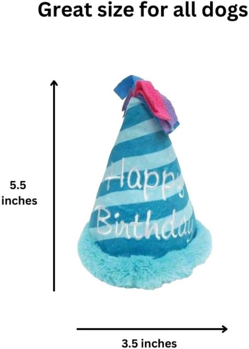 Squeaky Blue Birthday Hat Dog Toy