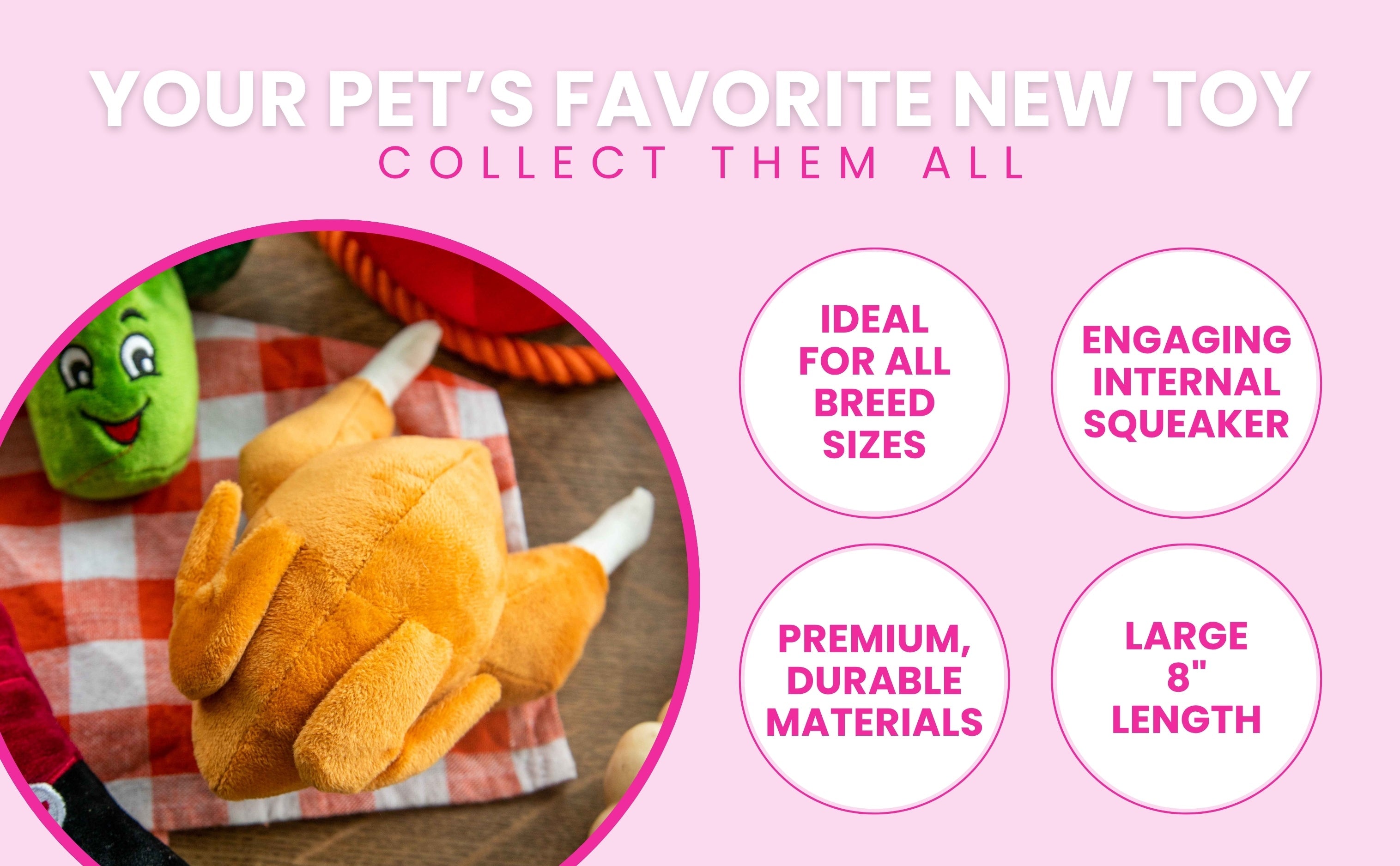 Thanksgiving Squeaky Plush Turkey Dog Toy