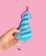 Squeaky Blue Birthday Hat Dog Toy