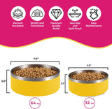 Sunshine Yellow Stainless Steel Dog Bowl