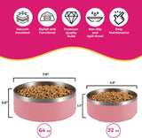 Light Pink Stainless Steel Dog Bowl