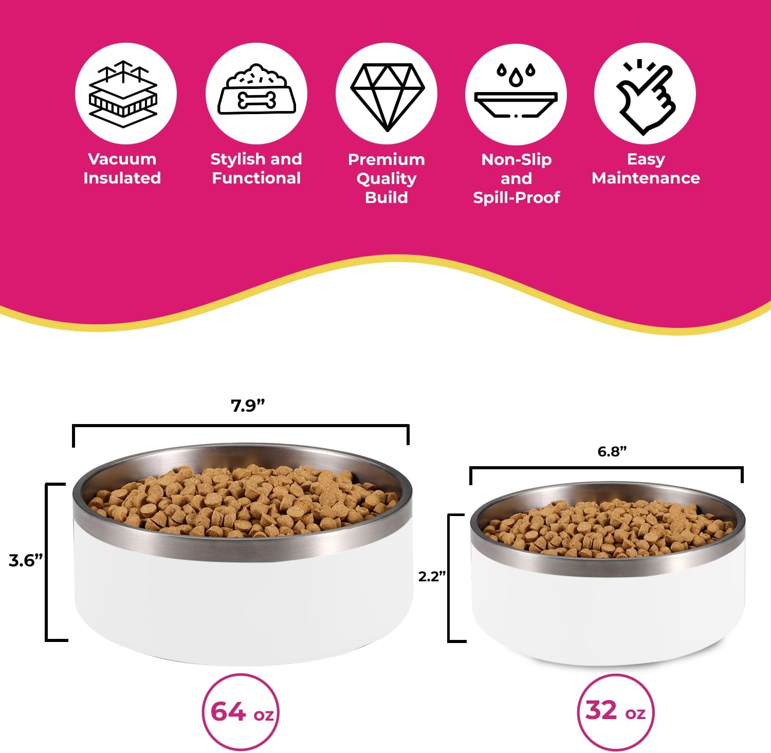 White Stainless Steel Dog Bowl