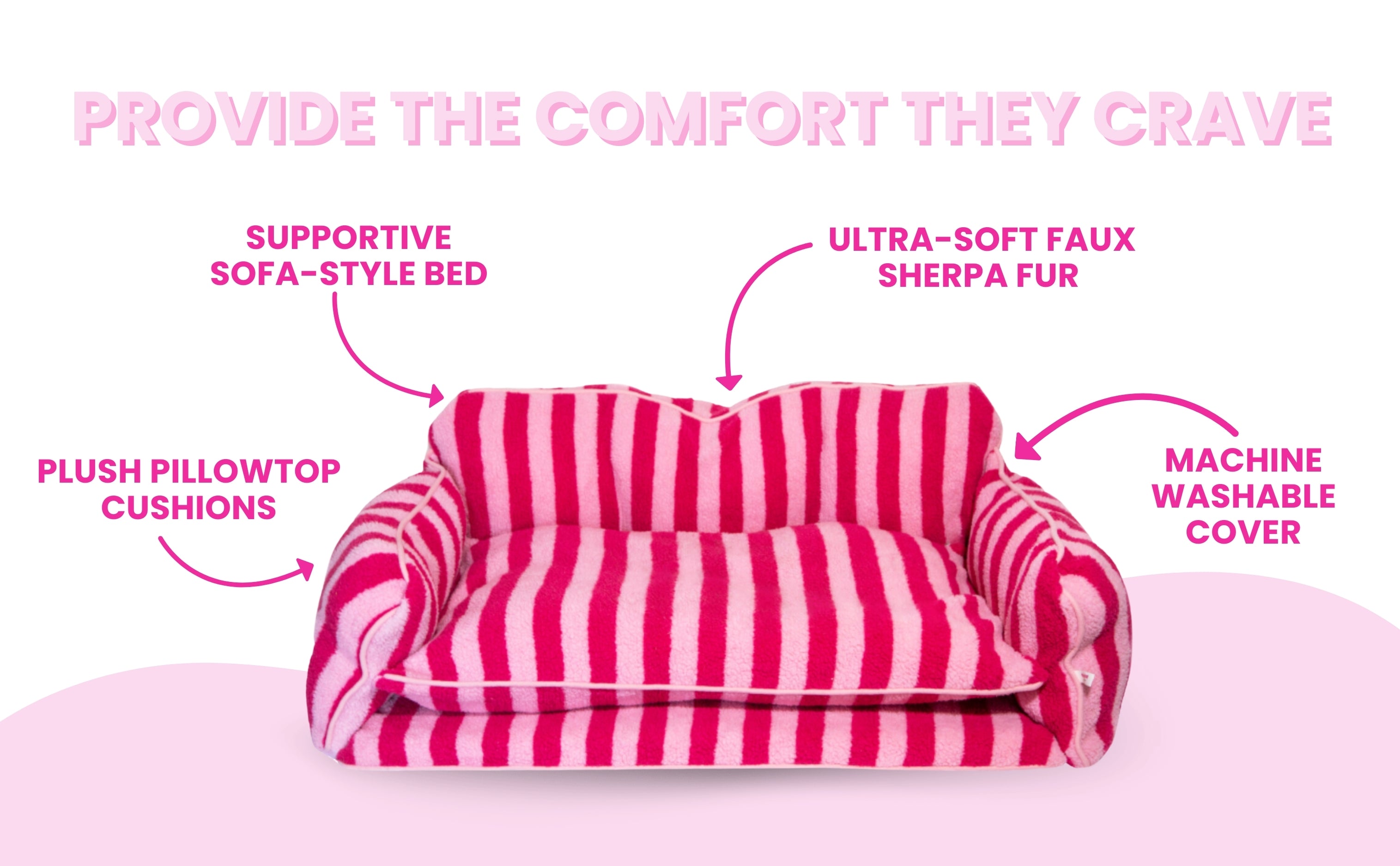 Cozy Beige and Cream Striped Sofa Dog Bed