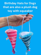 Squeaky Blue Birthday Hat Dog Toy