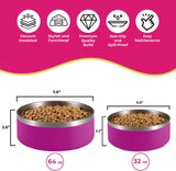Bright Pink Stainless Steel Dog Bowl