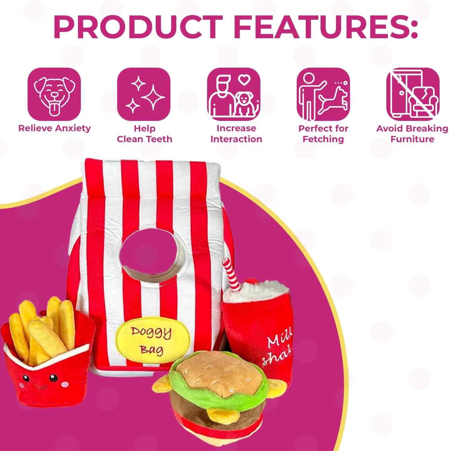 Doggy Bag with Fast Food Dog Toys