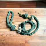 Dark Green Boho Chic Rope Leash
