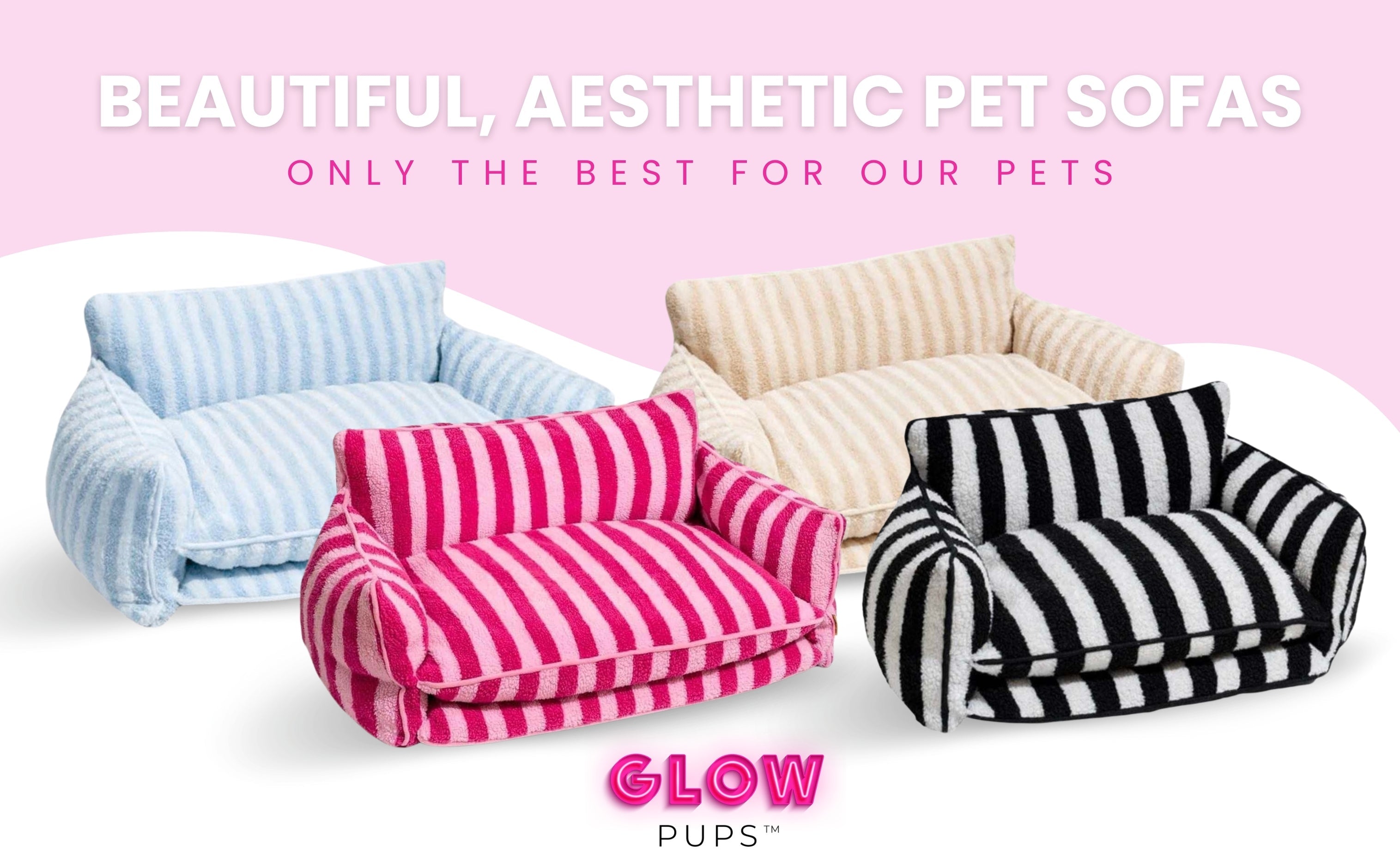 Cozy Beige and Cream Striped Sofa Dog Bed