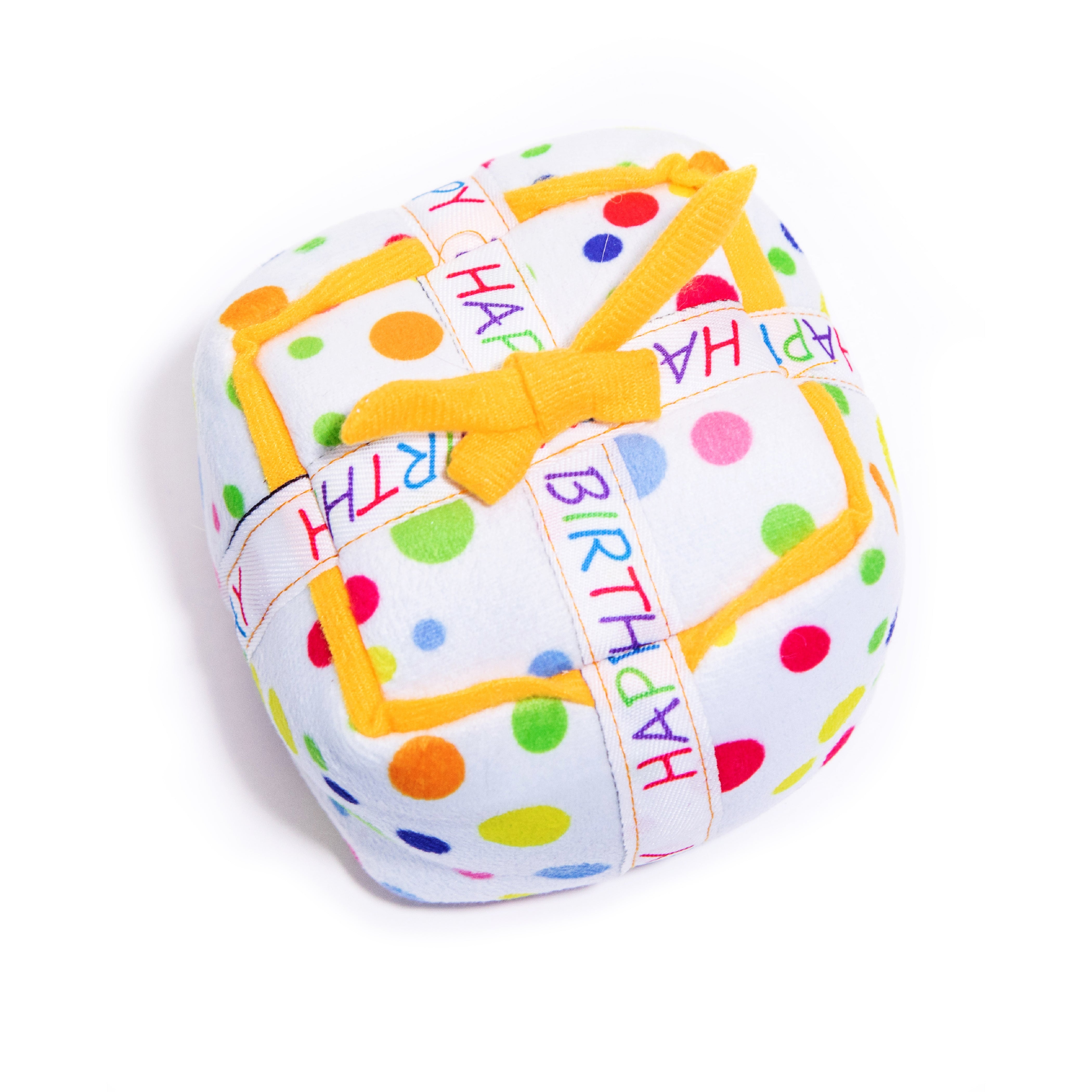 Squeaky Birthday Present Plush Dog Toy