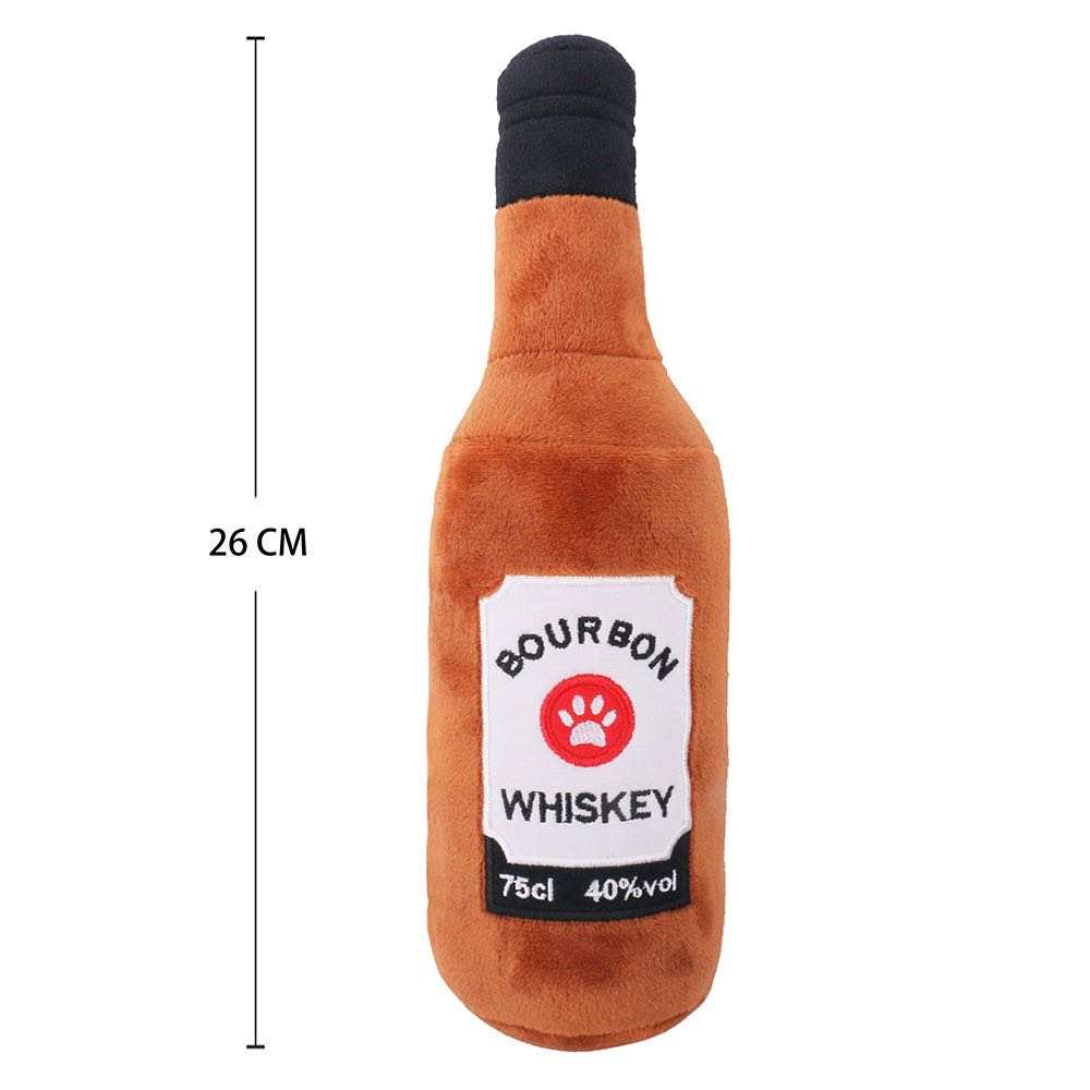 Squeaky Pawty Pups Bourbon Whiskey Plush Dog Toy