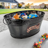 Dog Toy Bin Indestructible - Metallic "Dog Toys" Bone - Black Medium | BREKX