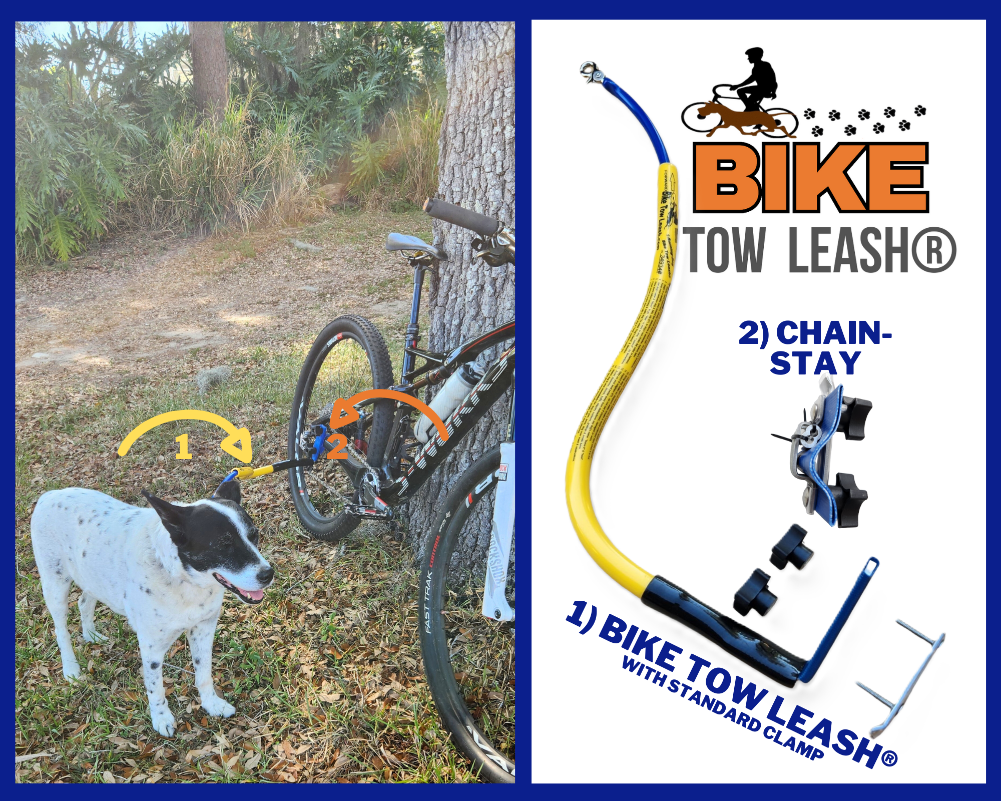 Bike Tow Leash Chain Stay Clamp Package