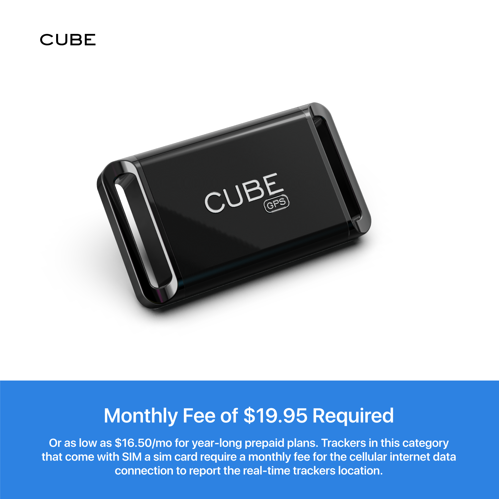 Cube GPS Tracker: Real-Time GPS Tracker | 4G LTE | Rechargeable Battery