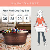 Dog Toy Bin Indestructible - Embossed Paw Print - Copper Large | BREKX