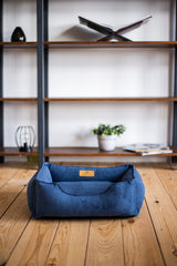 Fancy Corduroy Sleeper Dog Bed - Denim Color