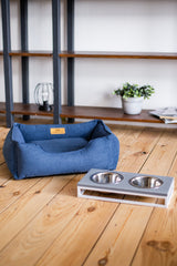 Fancy Corduroy Sleeper Dog Bed - Denim Color