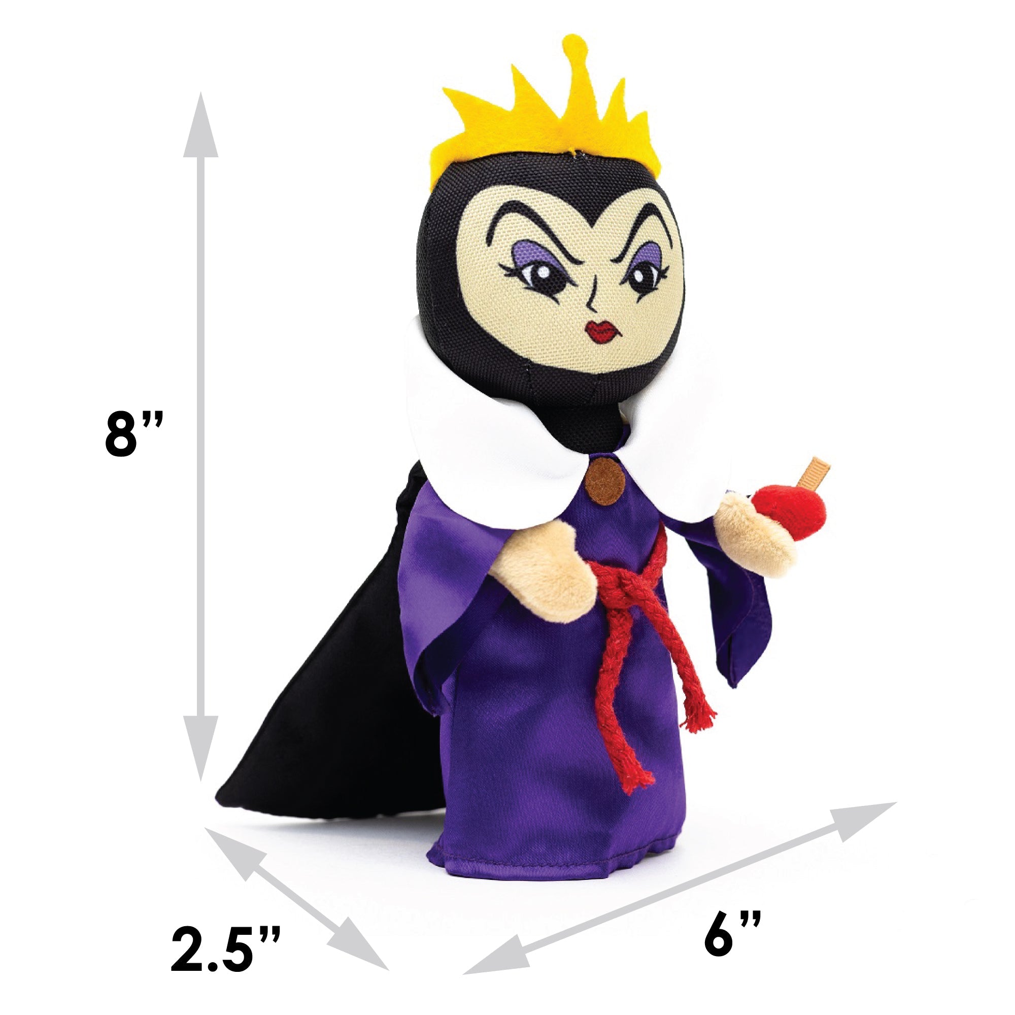 Dog Toy Squeaker Plush - Snow White Villain the Evil Queen with Apple Full Body Standing Pose