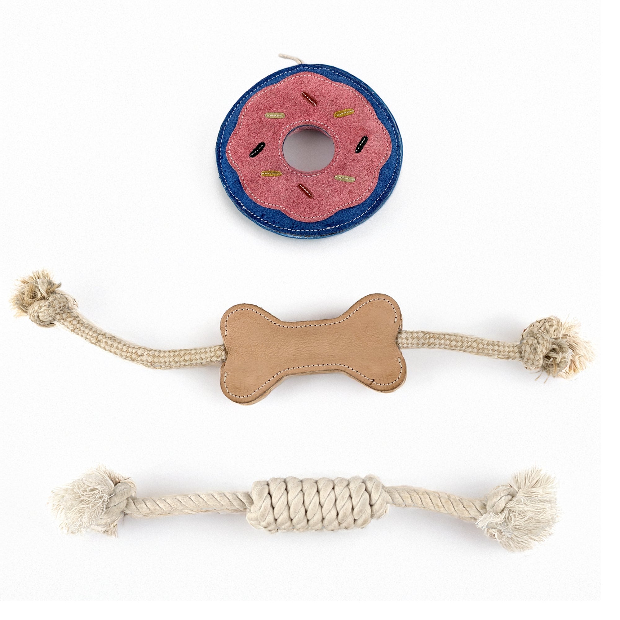 Dog Toys 3-Piece Set for Aggressive Chewers Leather | BREKX Home + Party