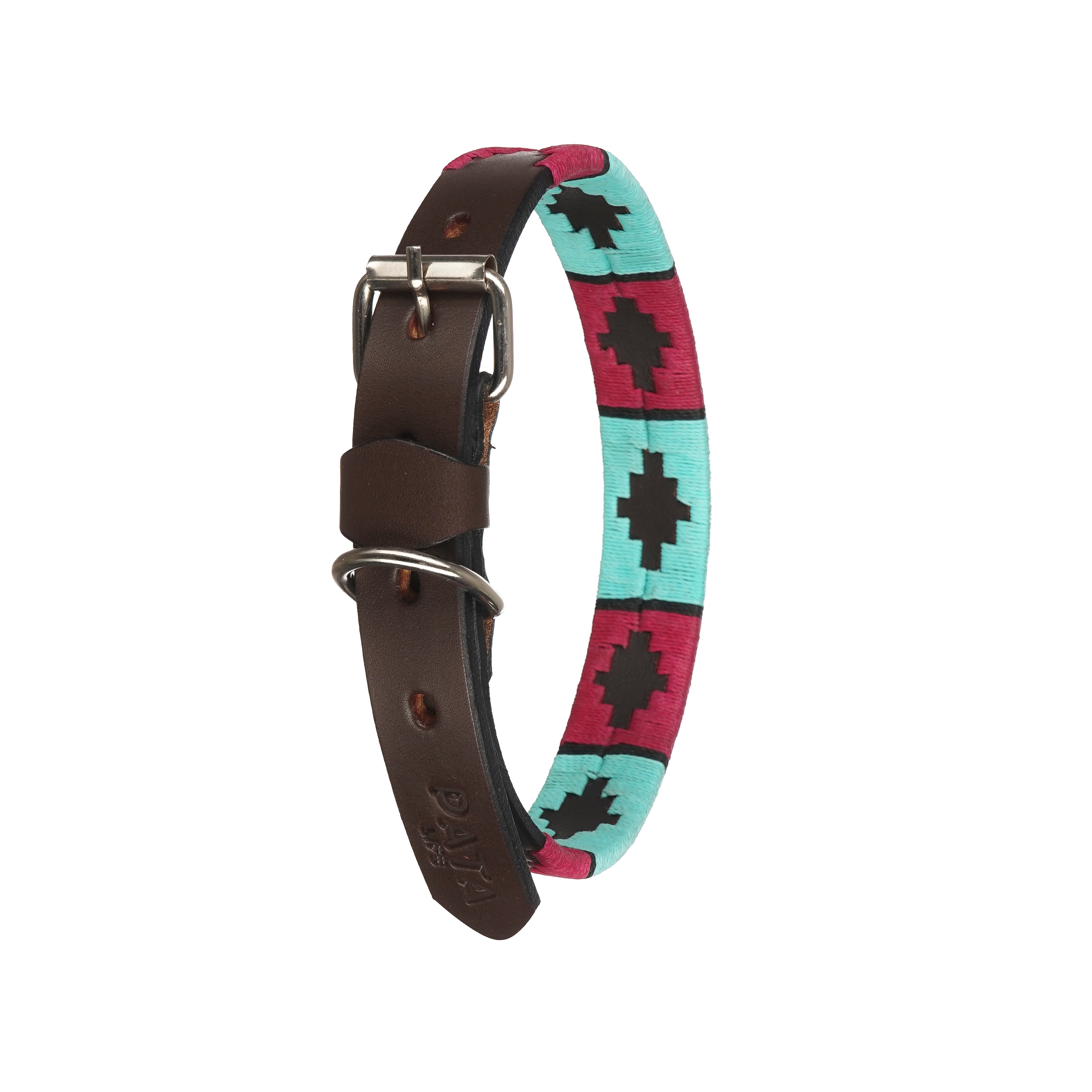 Pink and Turquoise dog collar