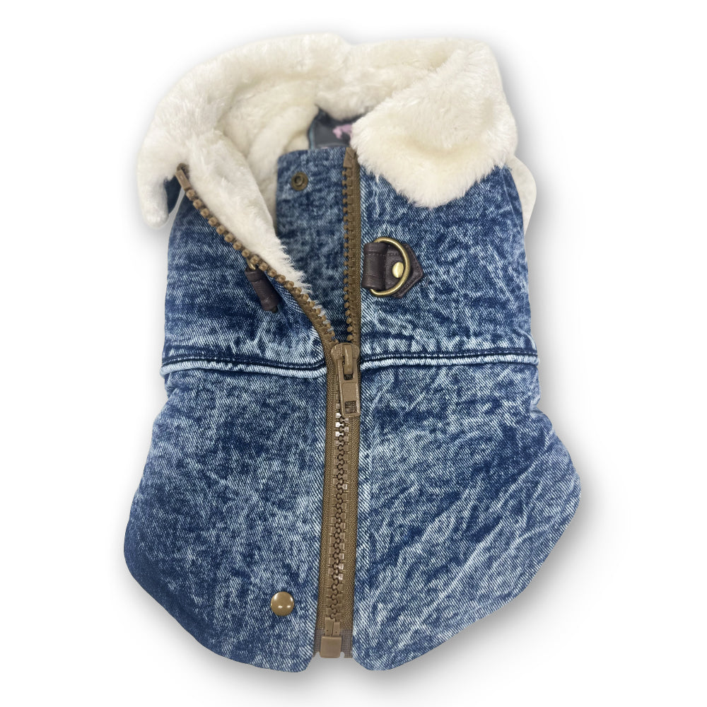Furry Runner Coat Denim
