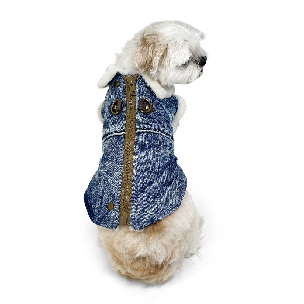 Furry Runner Coat Denim