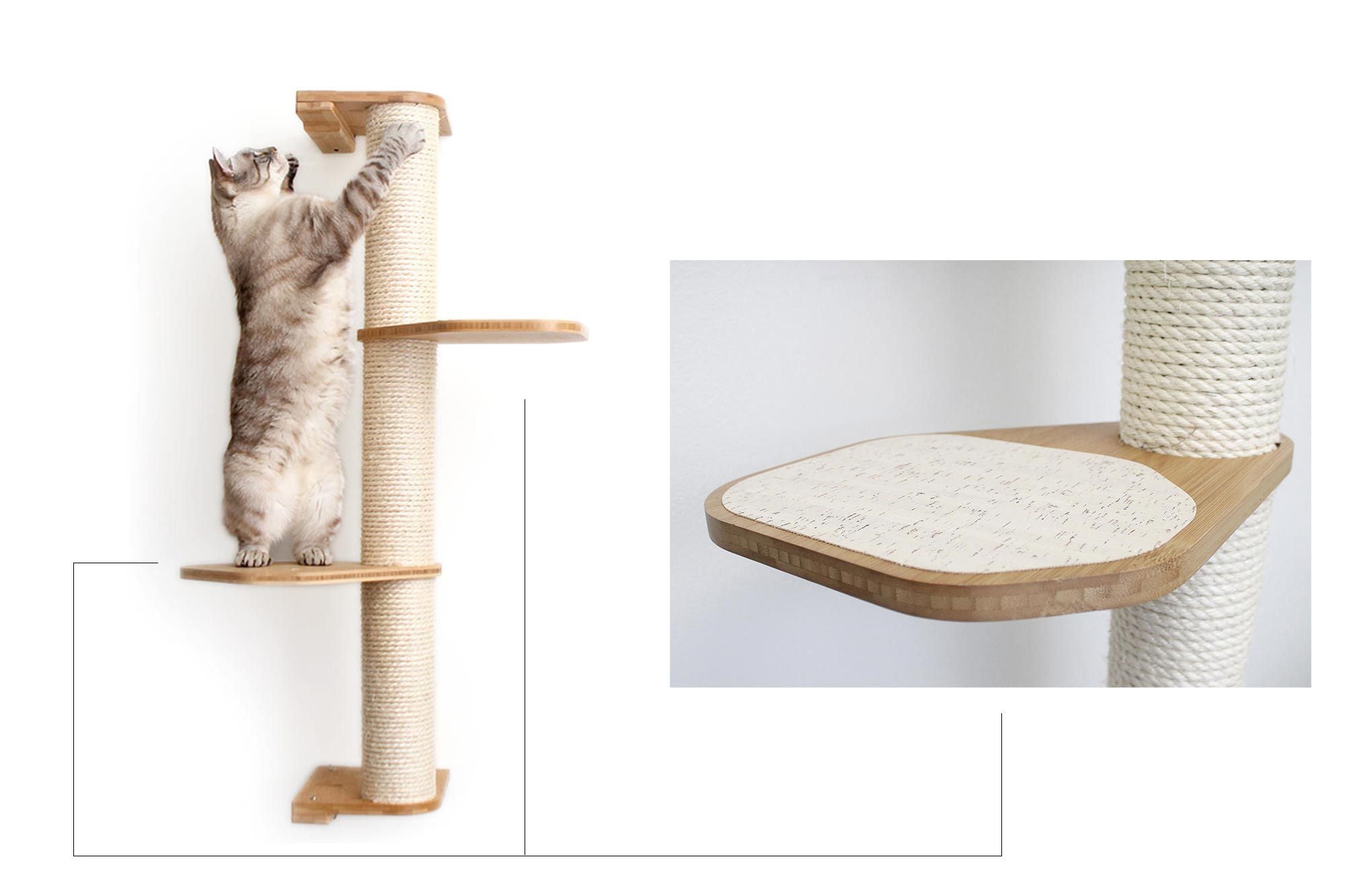 Wall Mounted Cat Climbing Pole - Sisal by Catastrophic Creations