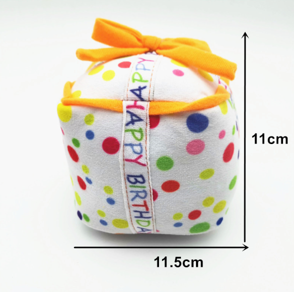 Squeaky Birthday Present Plush Dog Toy