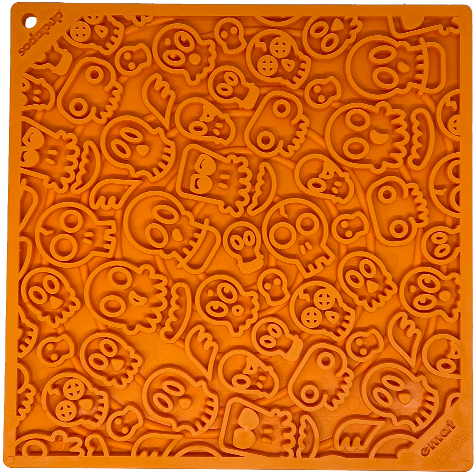 Orange Zombie dog lick mat for Halloween enrichment